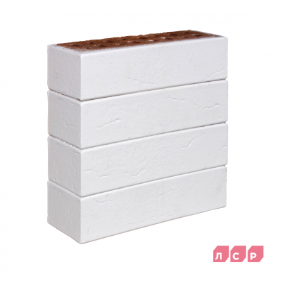 Кирпич облицовочный клинкерный ЛСР, 0.71НФ пустотелый, Вернамо белый, винтаж, М300, 250х85х65 мм
