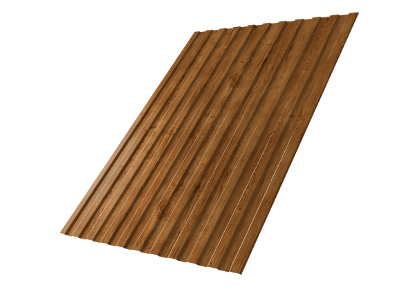 Профилированный лист GL C8 A, 0.45 мм, Print Elite, Golden Wood TwinColor