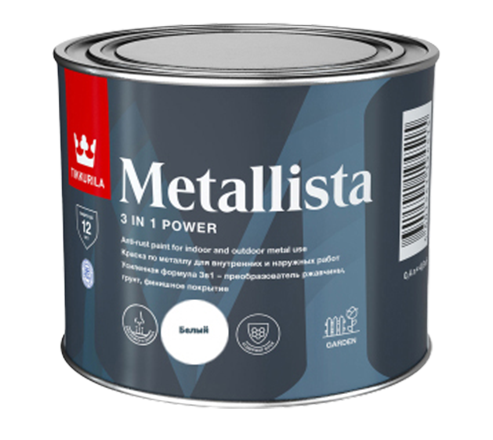 Краска по ржавчине Tikkivala Metallista, глянцевая, база А, уп 0.4 л Цвет: колеровка