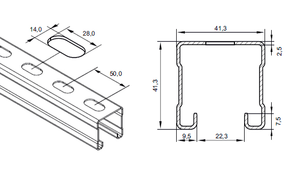Профиль монтажный HILST, 41 х 41 мм, 2,5 мм L=3000 мм