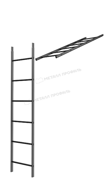 Лестница кровельная/стеновая Металл Профиль L=1860 мм RAL 9005