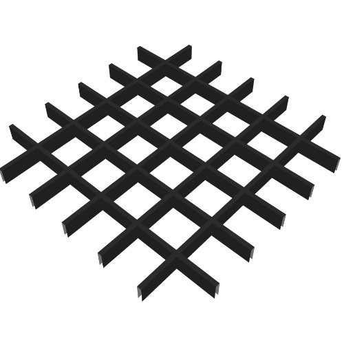 Потолок Грильято, решетка 100х100 мм, h = 40 мм, 0.32 мм, черный