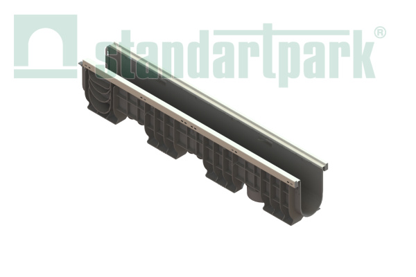 Лоток водоотводный Standartpark, PolyMax Basic, DN100, h202, усиленный, арт: 8047-М