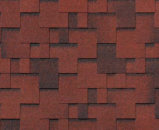 Битумная черепица RoofShield, Фемили Eco Lite, модерн цвет: красный с оттенением, 3 м² / уп.