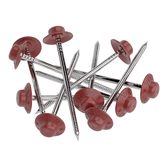 Гвозди с литыми шляпками ондулин, 75 х 3.1 мм цвет: красный