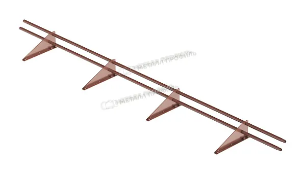 Снегозадержатель трубчатый RoofRetail, L=3000 мм, 4 опоры, 2 трубы, круг Ø25 мм RAL 8004