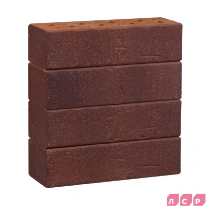 Кирпич облицовочный клинкерный ЛСР, 0.71НФ пустотелый, Порту темно-красный с бордовым песком, винтаж, М300, 250х85х65 мм