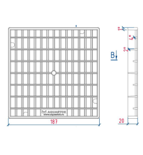 Решетка пластиковая Aquastok для дождеприемника 200х200, кл. А, арт. 31851