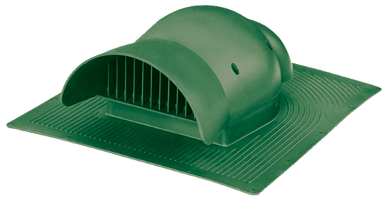 Кровельный вентиль Krovent KTV битумной черепица в процессе монтажа зеленый