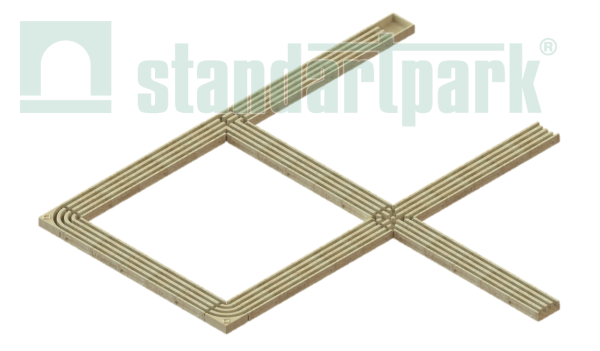 Модуль Г-образного соединения Standartpark, CompoMax Open Slot, 150х150 мм, песочный, арт: 7291500-Г