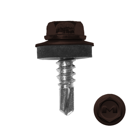 Саморез кровельный Daxmer 5.5х19 мм, сверло №3, RAL 8017, уп.250 шт.