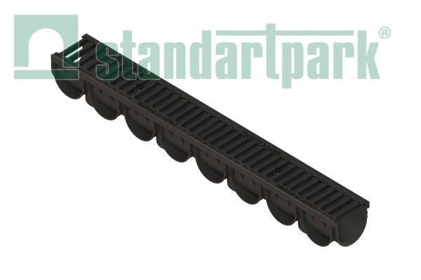 Лоток пластиковый S'park3 DN100 h100 + решетка чугунная, щелевая, кл.C, арт: 0882033