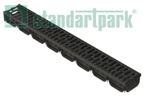 Лоток пластиковый S'park2 DN100 h73 + решетка чугунная щелевая, кл.А, арт: 088031