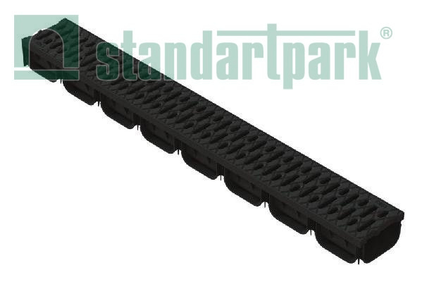 Лоток пластиковый S'park2 DN100 h72 + решетка пластиковая, цвет: черный, кл.А, арт: 08818