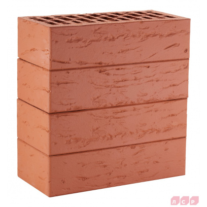 Кирпич облицовочный керамический ЛСР, 1НФ пустотелый, цвет: красный, рустик, М175, 250х120х65 мм