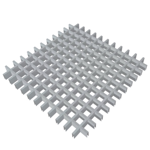 Потолок Грильято, решетка 50х50 мм, h = 40 мм, 0.32 мм, серебристый