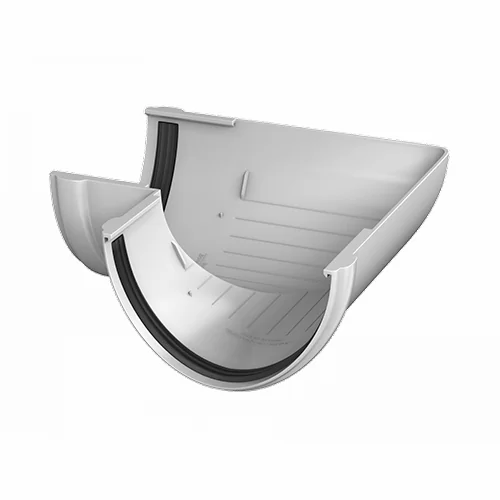 Угол желоба универсальный 90°, Технониколь пвх, стандарт Ø 125 мм, цвет: белый