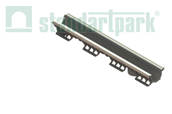 Лоток водоотводный Standartpark, PolyMax Basic, DN100, h134, усиленный, арт: 8027-М