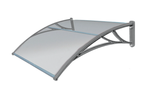 Козырек Krovent из поликарбоната 1500 мм х 930 мм, серебристый, кронштейн серебристый