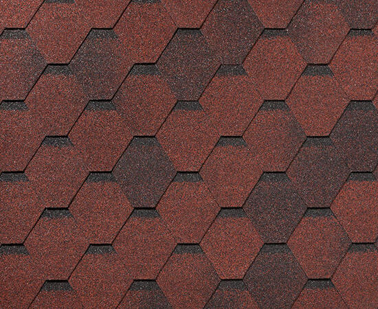 Битумная черепица RoofShield, Фемили Eco Lite, стандарт цвет: красный с оттенением, 3 м² / уп.