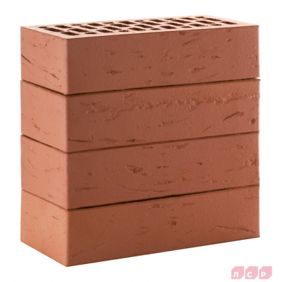 Кирпич облицовочный керамический ЛСР, 1НФ пустотелый, цвет: темно-красный, рустик, М175, 250х120х65 мм