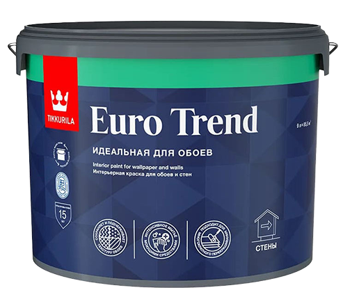 Краска для обоев Tikkivala Euro Trend, матовая, база А, уп 0.9 л Цвет: колеровка