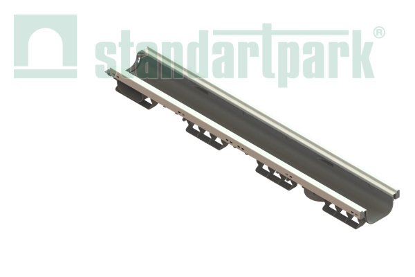 Лоток водоотводный Standartpark, PolyMax Basic, DN100, h 81, усиленный, арт: 8017-М