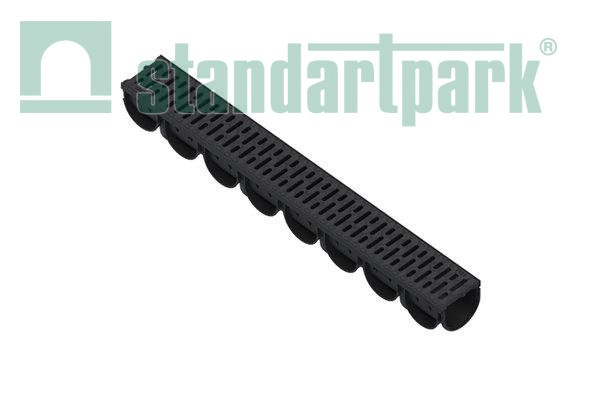 Лоток пластиковый S'park3 DN100 h100 + решетка пластиковая, щелевая, кл.А, арт: 088208