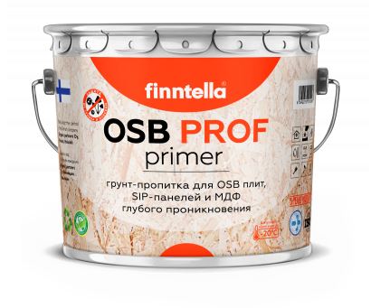 Грунт-пропитка Finntella, Prof OSB Primer, глубокого проникновения для ОСБ, SIP и МДФ, уп. 0.45 л колеровка