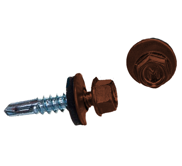 Саморез кровельный Daxmer 5.5х25 мм, сверло №3, RAL 8004, уп.250 шт.