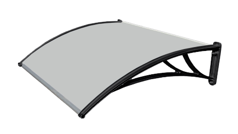 Козырек Krovent из поликарбоната 1500 мм х 930 мм, серебристый, кронштейн черный