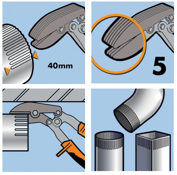 Клещи гофра угловые EDMA, 40 мм, 5 лезвий
