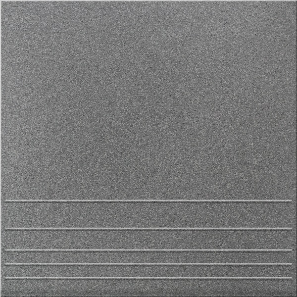 Керамогранит, Уральский гранит, Стандарт, 300х300х8 мм УГ 119, Матовый, ступени, темно-серый