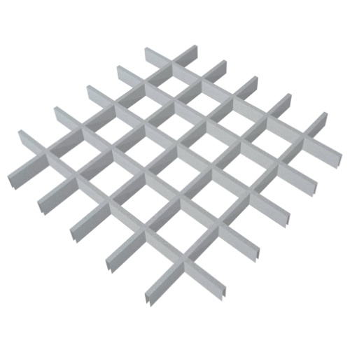 Потолок Грильято, решетка 100х100 мм, h = 40 мм, 0.32 мм, серебристый