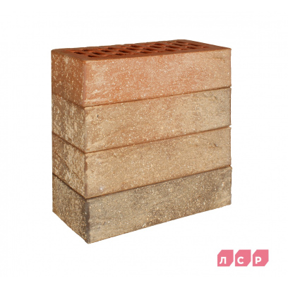 Кирпич облицовочный керамический ЛСР, 1НФ пустотелый, цвет: красный Флэш с пепельной посыпкой, рустик, М175, 250х120х65 мм