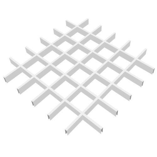 Потолок Грильято, решетка 100х100 мм, h = 40 мм, 0.32 мм, белый матовый