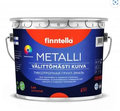 Грунт-краска Finntella, Metalli Anticorr, 3 в 1 по ржавчине полуглянцевая блеск 40, уп. 0.45 л колеровка