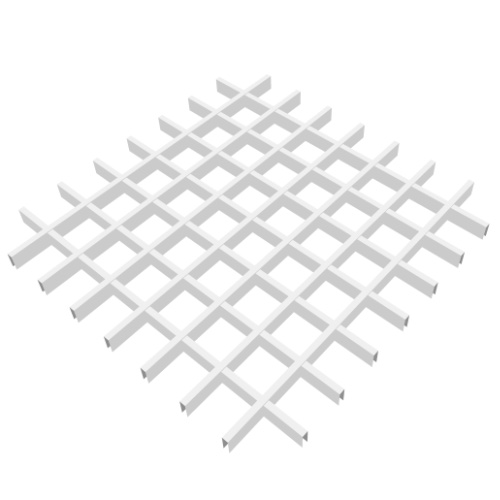 Потолок Грильято, решетка 75х75 мм, h = 40 мм, 0.32 мм, белый матовый