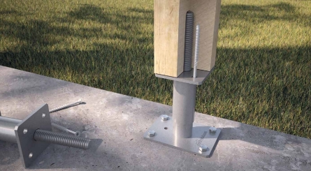 Опора регулируемая HolzTechnic, R20, 140х140 мм, H=300 мм, шпилька М27х150