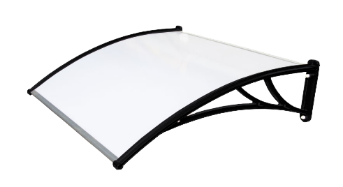 Козырек Krovent из поликарбоната 1200 мм х 930 мм, молочный, кронштейн черный