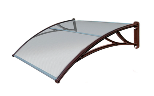 Козырек Krovent из поликарбоната 1200 мм х 930 мм, прозрачный, кронштейн коричневый