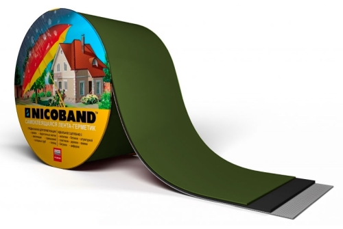 Технониколь Nicoband 20 см, герметизирующая самоклеящаяся лента, 10 м, цвет: зеленый