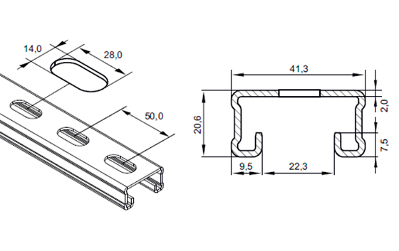 Профиль монтажный HILST, 41 х 41 мм, 2 мм L=1000 мм