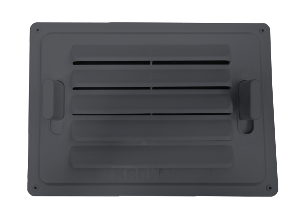 Вентиляционная, регулируемая, цокольная решетка Krovent, 380х270 мм серый