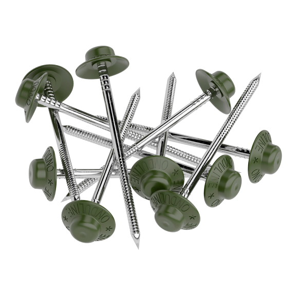 Гвозди с литыми шляпками ондулин, 75 х 3.1 мм цвет: зеленый