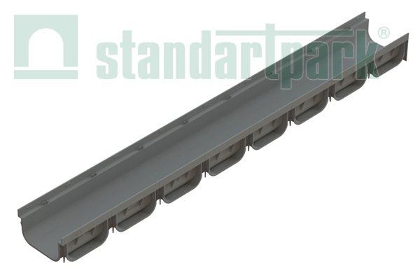 Лоток пластиковый S'park2 DN100 h72 + решетка пластиковая, цвет: серый, кл.А, арт: 08818-С