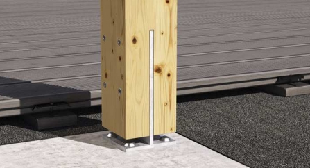 Опора потайная Т-образная HolzTechnic, F70L, 140х140 мм, H=308 мм, с отверстиями