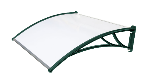 Козырек Krovent из поликарбоната 1200 мм х 930 мм, молочный, кронштейн зеленый