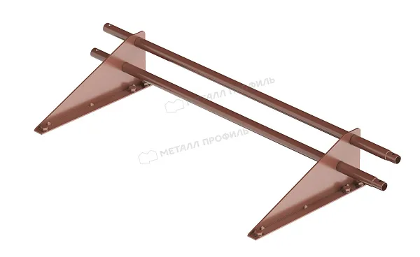 Снегозадержатель трубчатый RoofRetail, L=1000 мм, 2 опоры, 2 трубы, круг Ø25 мм RAL 8017