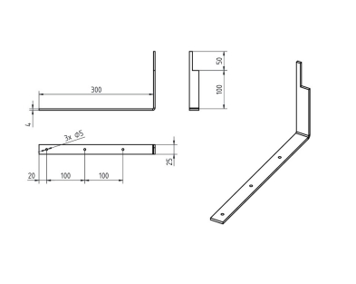 СЗ Крюк кровельный, полоса 25х4, L=300 мм без грунта, без цвета